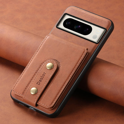 For Google Pixel 8 Pro Denior D14 NK Retro Pattern MagSafe Magnetic Card Holder Leather Phone Case(Brown) by Denior