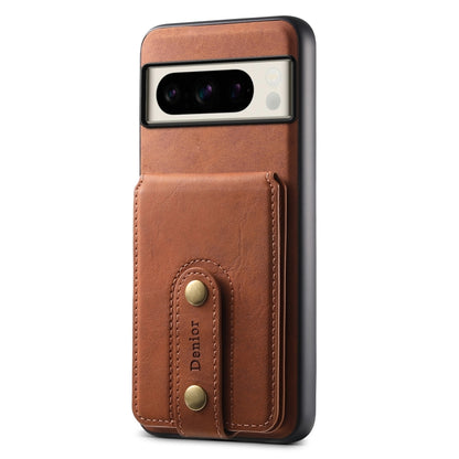 For Google Pixel 8 Pro Denior D14 NK Retro Pattern MagSafe Magnetic Card Holder Leather Phone Case(Brown) by Denior