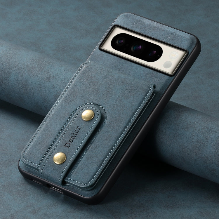 For Google Pixel 8 Pro Denior D14 NK Retro Pattern MagSafe Magnetic Card Holder Leather Phone Case(Blue) by Denior