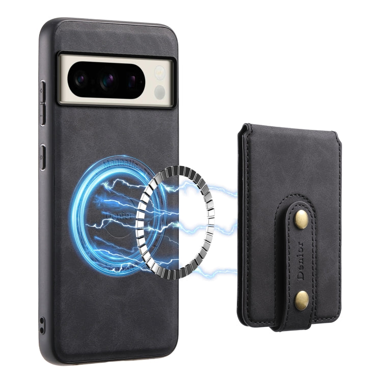 For Google Pixel 8 Pro Denior D14 NK Retro Pattern MagSafe Magnetic Card Holder Leather Phone Case(Black) by Denior