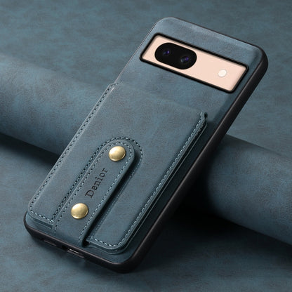 For Google Pixel 8a Denior D14 NK Retro Pattern MagSafe Magnetic Card Holder Leather Phone Case(Blue) by Denior