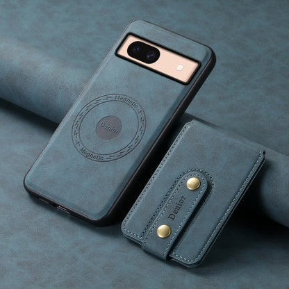 For Google Pixel 8a Denior D14 NK Retro Pattern MagSafe Magnetic Card Holder Leather Phone Case(Blue) by Denior