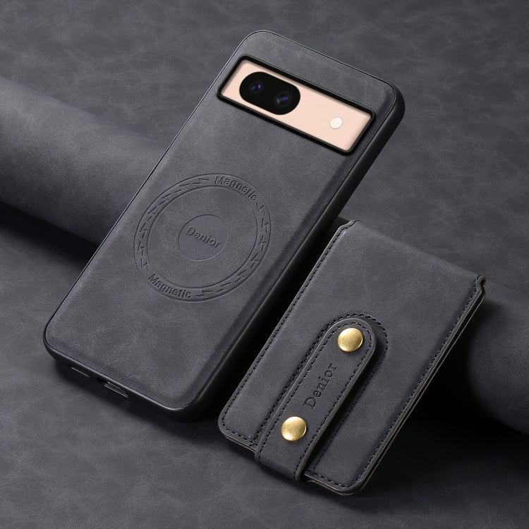 For Google Pixel 8a Denior D14 NK Retro Pattern MagSafe Magnetic Card Holder Leather Phone Case(Black) by Denior
