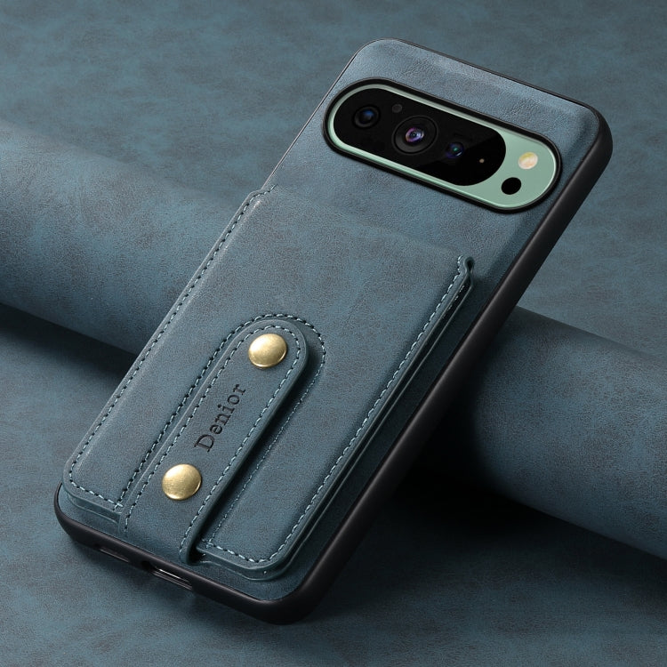 For Google Pixel 9 Denior D14 NK Retro Pattern MagSafe Magnetic Card Holder Leather Phone Case(Blue) by Denior