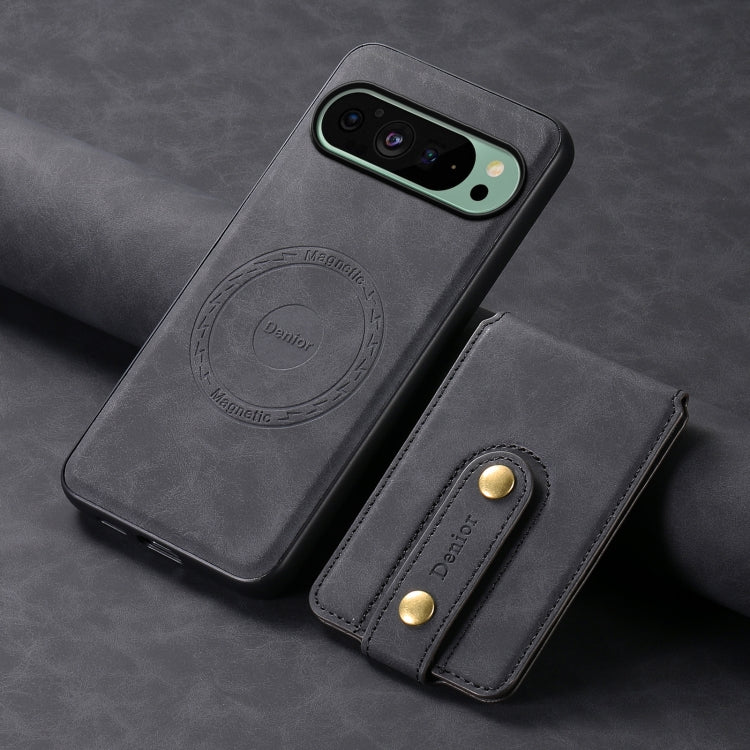 For Google Pixel 9 Denior D14 NK Retro Pattern MagSafe Magnetic Card Holder Leather Phone Case(Black) by Denior