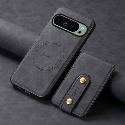 For Google Pixel 9 Denior D14 NK Retro Pattern MagSafe Magnetic Card Holder Leather Phone Case(Black) by Denior