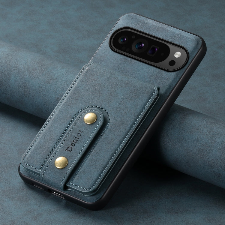 For Google Pixel 9 Pro Denior D14 NK Retro Pattern MagSafe Magnetic Card Holder Leather Phone Case(Blue) by Denior