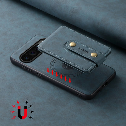 For Google Pixel 9 Pro Denior D14 NK Retro Pattern MagSafe Magnetic Card Holder Leather Phone Case(Blue) by Denior