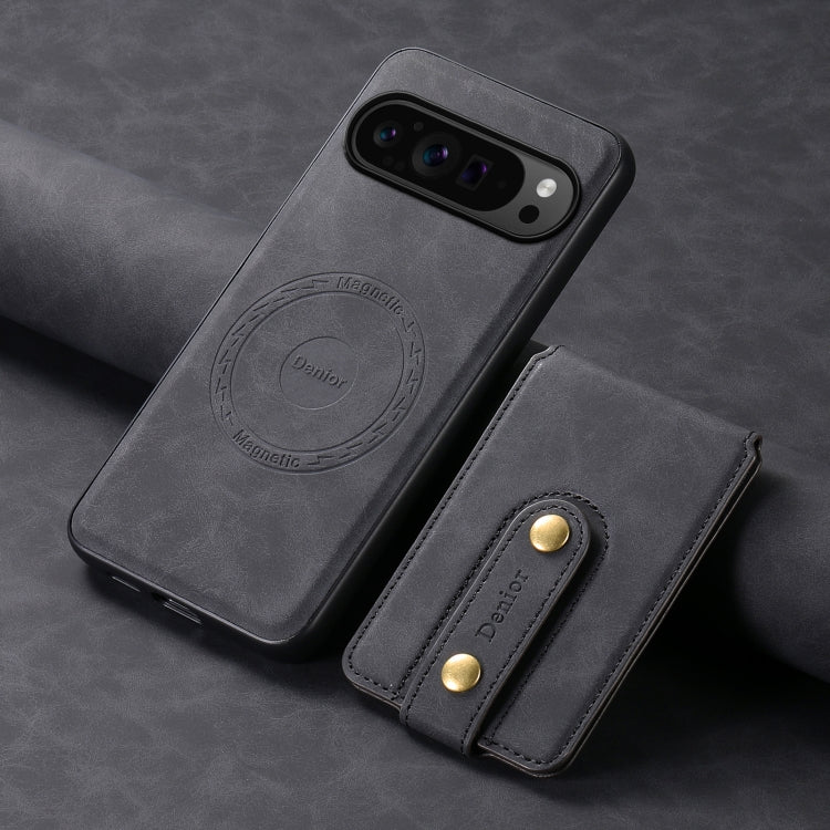 For Google Pixel 9 Pro Denior D14 NK Retro Pattern MagSafe Magnetic Card Holder Leather Phone Case(Black) by Denior