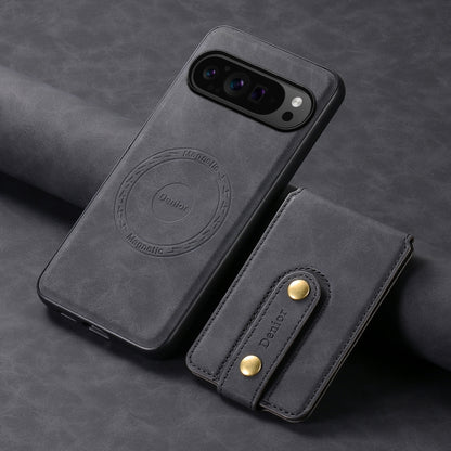 For Google Pixel 9 Pro Denior D14 NK Retro Pattern MagSafe Magnetic Card Holder Leather Phone Case(Black) by Denior