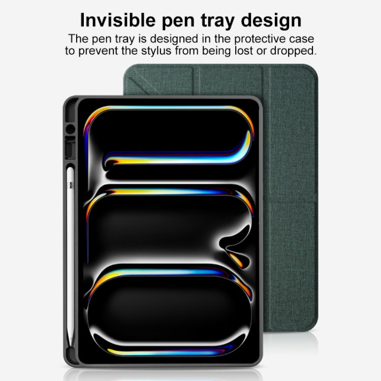 For iPad Pro 11 2025 / 2024 Mutural Multi-fold Smart Leather Tablet Case(Green) by Mutural