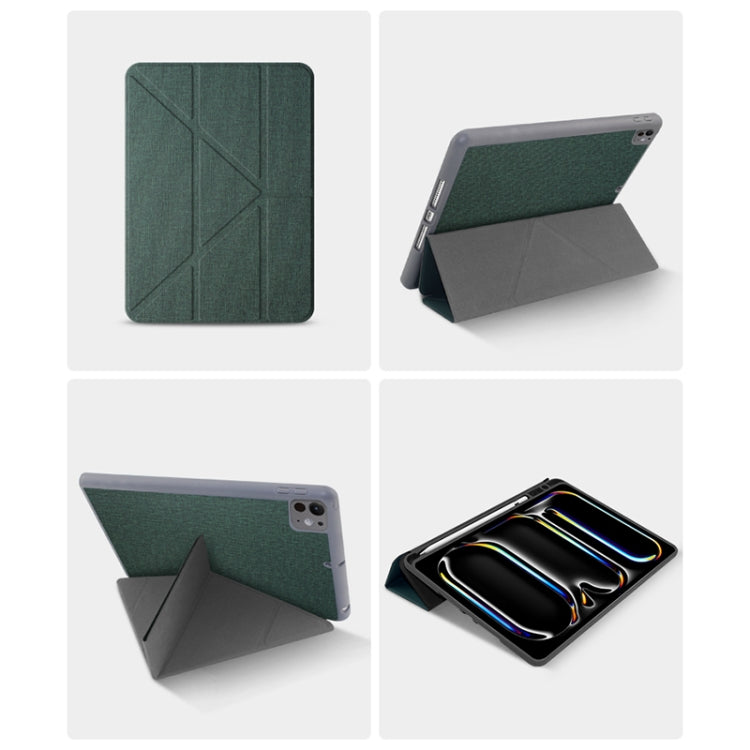 For iPad Air 11 2025 / 2024 Mutural Multi-fold Smart Leather Tablet Case(Green) by Mutural