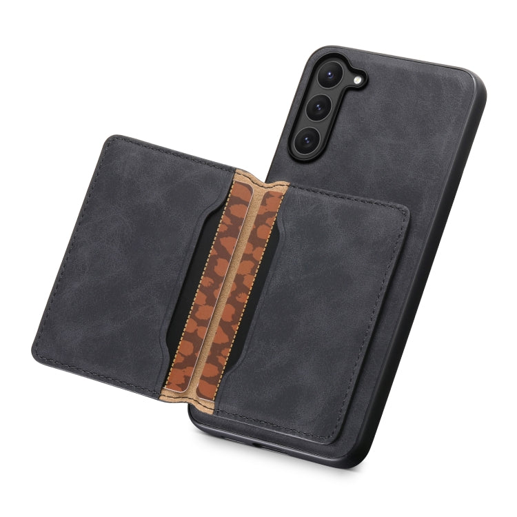 For Samsung Galaxy S23 5G Denior D13 Retro Texture Leather MagSafe Card Bag Phone Case(Black) by Denior