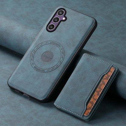 For Samsung Galaxy S23 FE 5G Denior D13 Retro Texture Leather MagSafe Card Bag Phone Case(Blue) by Denior