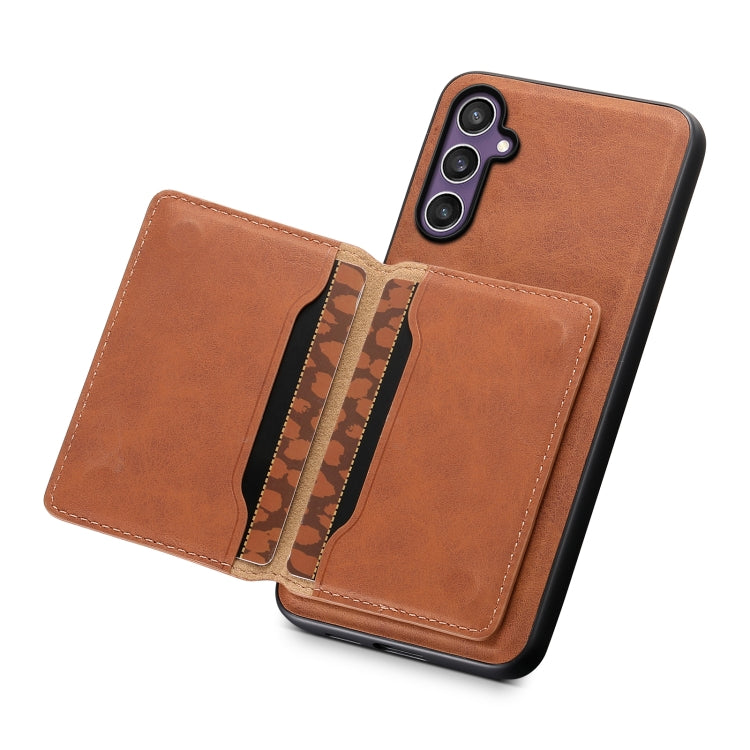 For Samsung Galaxy S24 5G Denior D13 Retro Texture Leather MagSafe Card Bag Phone Case(Brown) by Denior