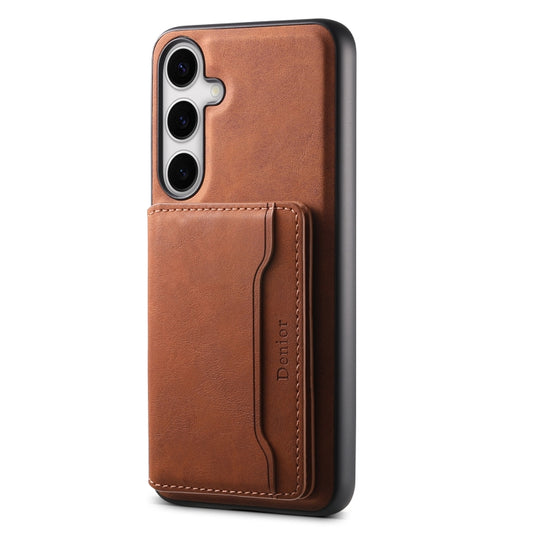 For Samsung Galaxy S24+ 5G Denior D13 Retro Texture Leather MagSafe Card Bag Phone Case(Brown) by Denior