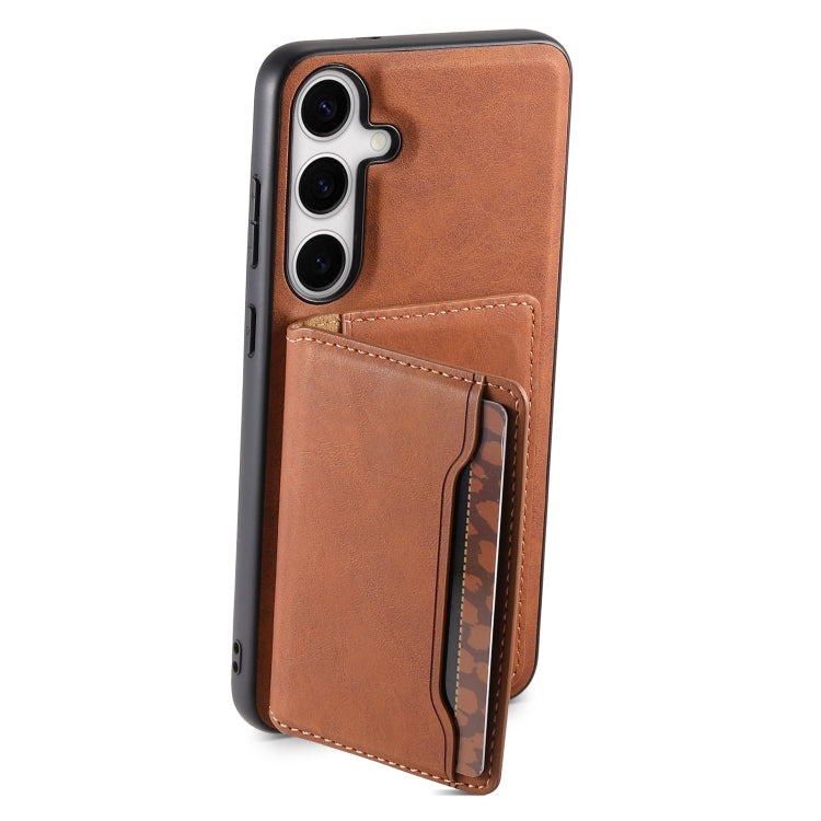 For Samsung Galaxy S24+ 5G Denior D13 Retro Texture Leather MagSafe Card Bag Phone Case(Brown) by Denior
