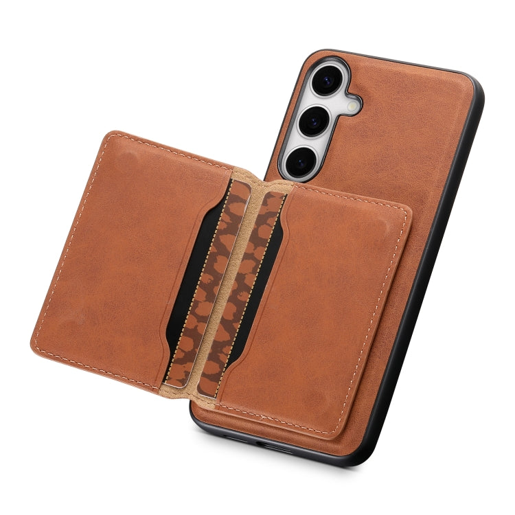 For Samsung Galaxy S24+ 5G Denior D13 Retro Texture Leather MagSafe Card Bag Phone Case(Brown) by Denior