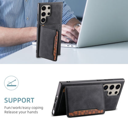 For Samsung Galaxy S24 Ultra 5G Denior D13 Retro Texture Leather MagSafe Card Bag Phone Case(Black) by Denior