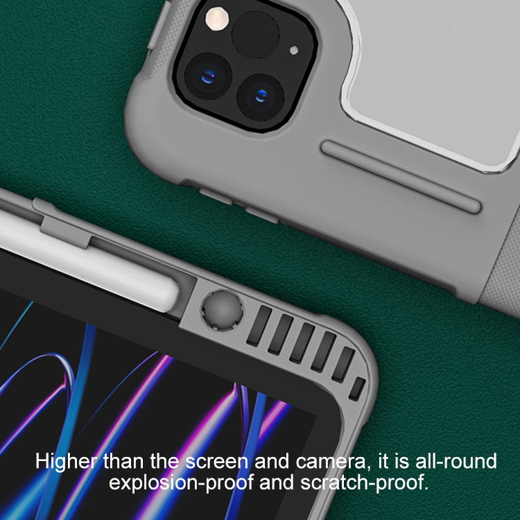 For iPad Air 11 2025 / 2024 Mutural PC Hybrid TPU Leather Smart Tablet Case(Dark Green) by Mutural