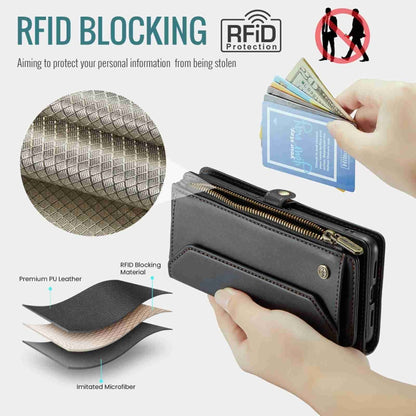 For Google Pixel 7a CaseMe C36 Card Slots Zipper Wallet RFID Anti-theft Leather Phone Case(Black) by CaseMe