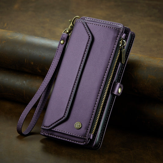 For Google Pixel 7a CaseMe C36 Card Slots Zipper Wallet RFID Anti-theft Leather Phone Case(Purple) by CaseMe