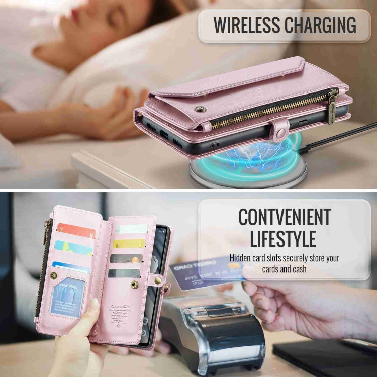 For Google Pixel 7a CaseMe C36 Card Slots Zipper Wallet RFID Anti-theft Leather Phone Case(Pink) by CaseMe