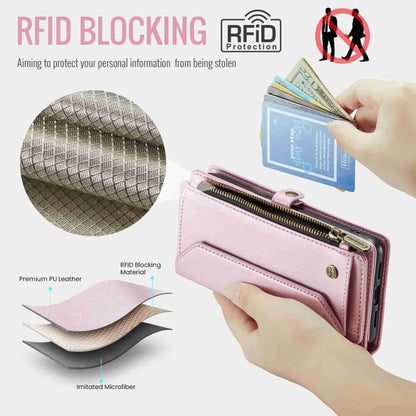 For Google Pixel 7a CaseMe C36 Card Slots Zipper Wallet RFID Anti-theft Leather Phone Case(Pink) by CaseMe