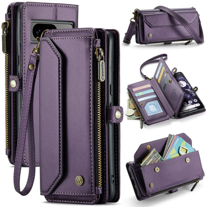 For Google Pixel 8 CaseMe C36 Card Slots Zipper Wallet RFID Anti-theft Leather Phone Case(Purple) by CaseMe
