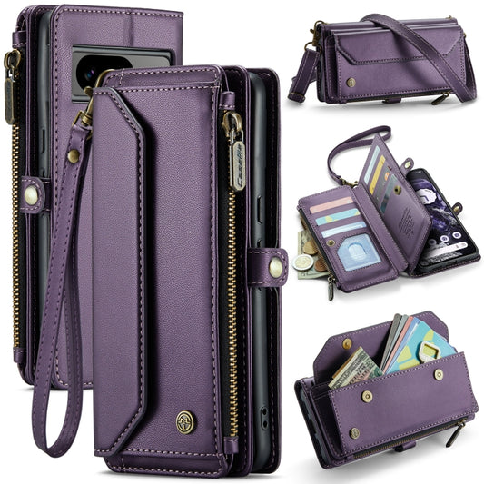 For Google Pixel 8 CaseMe C36 Card Slots Zipper Wallet RFID Anti-theft Leather Phone Case(Purple) by CaseMe