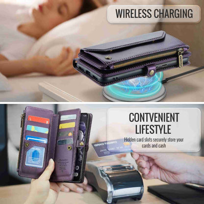 For Google Pixel 8 CaseMe C36 Card Slots Zipper Wallet RFID Anti-theft Leather Phone Case(Purple) by CaseMe