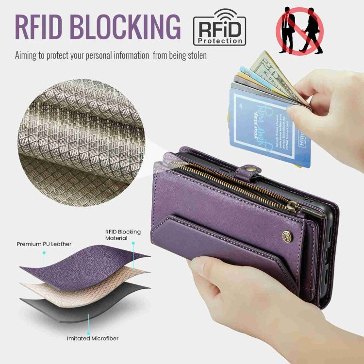For Google Pixel 8 CaseMe C36 Card Slots Zipper Wallet RFID Anti-theft Leather Phone Case(Purple) by CaseMe
