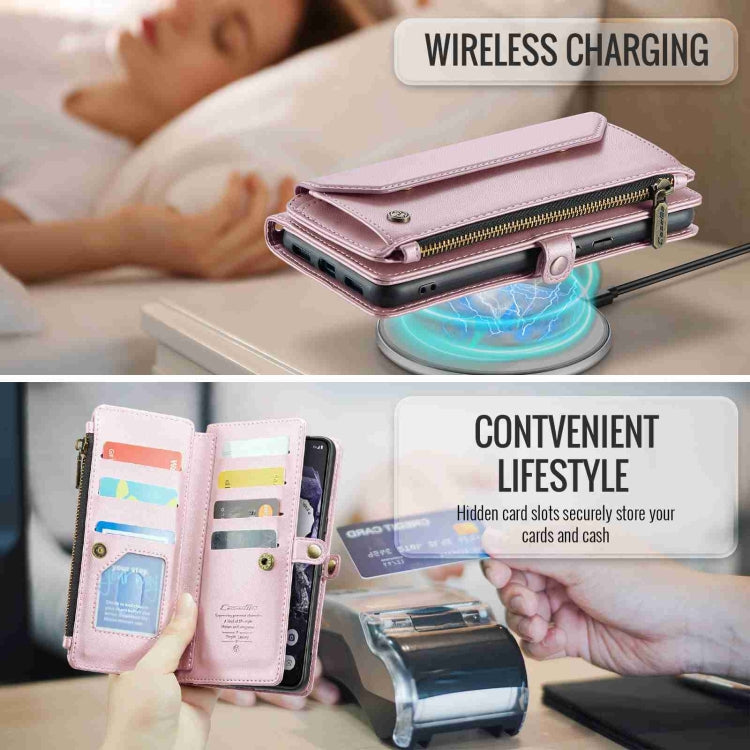 For Google Pixel 8 CaseMe C36 Card Slots Zipper Wallet RFID Anti-theft Leather Phone Case(Pink) by CaseMe