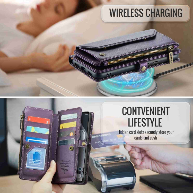 For Google Pixel 8 Pro CaseMe C36 Card Slots Zipper Wallet RFID Anti-theft Leather Phone Case(Purple) by CaseMe