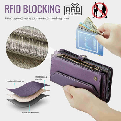 For Google Pixel 8 Pro CaseMe C36 Card Slots Zipper Wallet RFID Anti-theft Leather Phone Case(Purple) by CaseMe