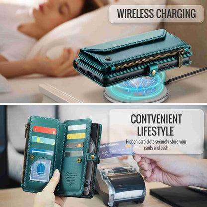 For Google Pixel 8 Pro CaseMe C36 Card Slots Zipper Wallet RFID Anti-theft Leather Phone Case(Blue-green) by CaseMe