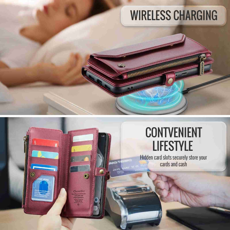 For Google Pixel 8 Pro CaseMe C36 Card Slots Zipper Wallet RFID Anti-theft Leather Phone Case(Wine Red) by CaseMe