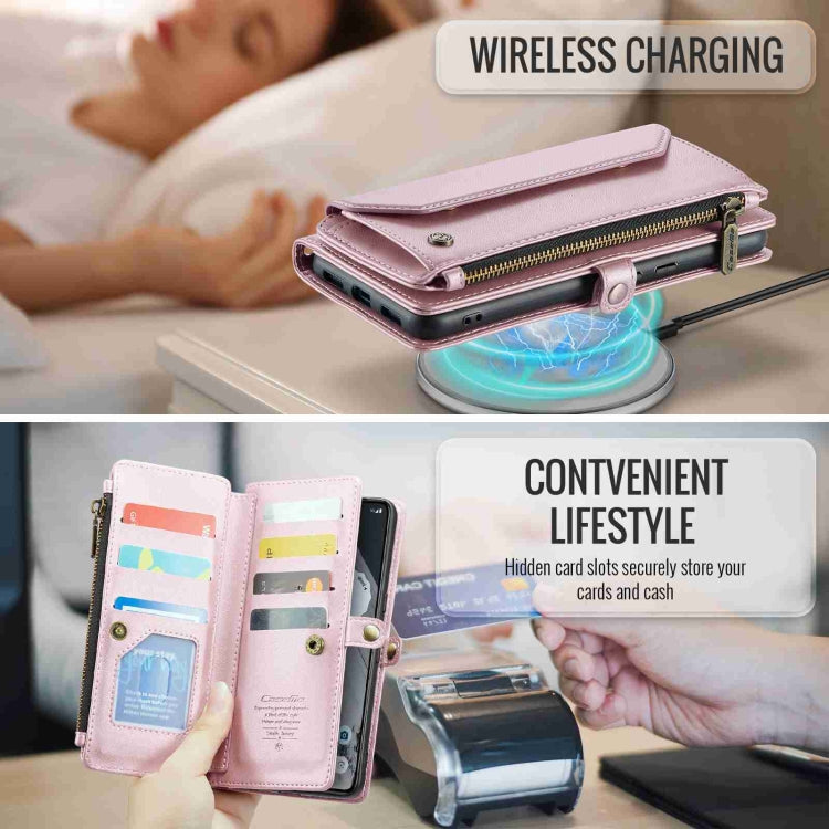 For Google Pixel 8 Pro CaseMe C36 Card Slots Zipper Wallet RFID Anti-theft Leather Phone Case(Pink) by CaseMe