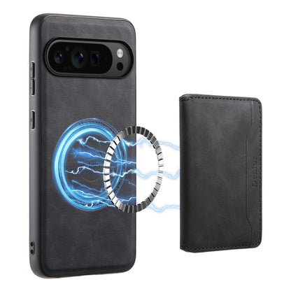 For Google Pixel 9 Pro Denior D13 Retro Texture Leather MagSafe Card Bag Phone Case(Black) by Denior