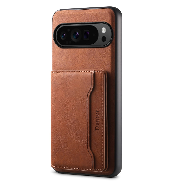 For Google Pixel 9 Pro Denior D13 Retro Texture Leather MagSafe Card Bag Phone Case(Brown) by Denior