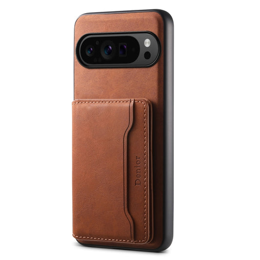 For Google Pixel 9 Pro Denior D13 Retro Texture Leather MagSafe Card Bag Phone Case(Brown) by Denior