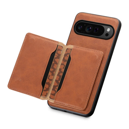 For Google Pixel 9 Pro Denior D13 Retro Texture Leather MagSafe Card Bag Phone Case(Brown) by Denior