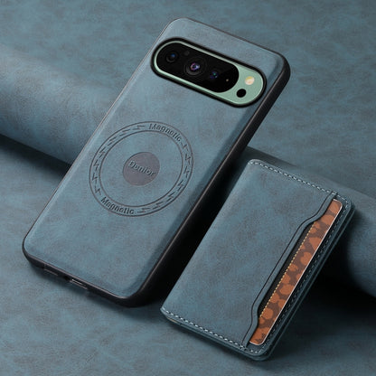 For Google Pixel 9 Denior D13 Retro Texture Leather MagSafe Card Bag Phone Case(Blue) by Denior