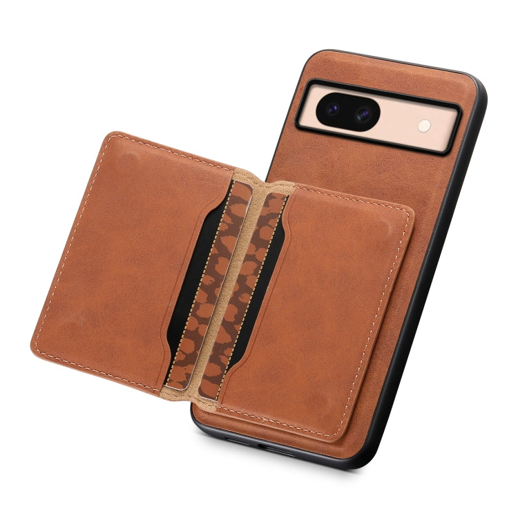 For Google Pixel 8a Denior D13 Retro Texture Leather MagSafe Card Bag Phone Case(Brown) by Denior
