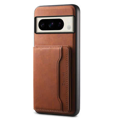 For Google Pixel 8 Pro Denior D13 Retro Texture Leather MagSafe Card Bag Phone Case(Brown) by Denior