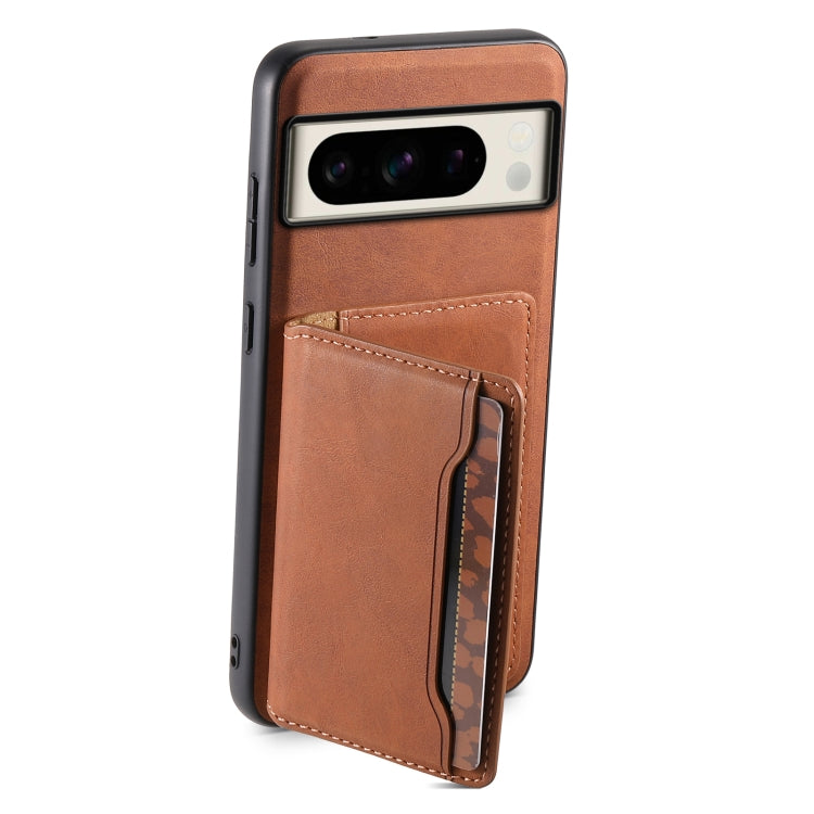 For Google Pixel 8 Pro Denior D13 Retro Texture Leather MagSafe Card Bag Phone Case(Brown) by Denior