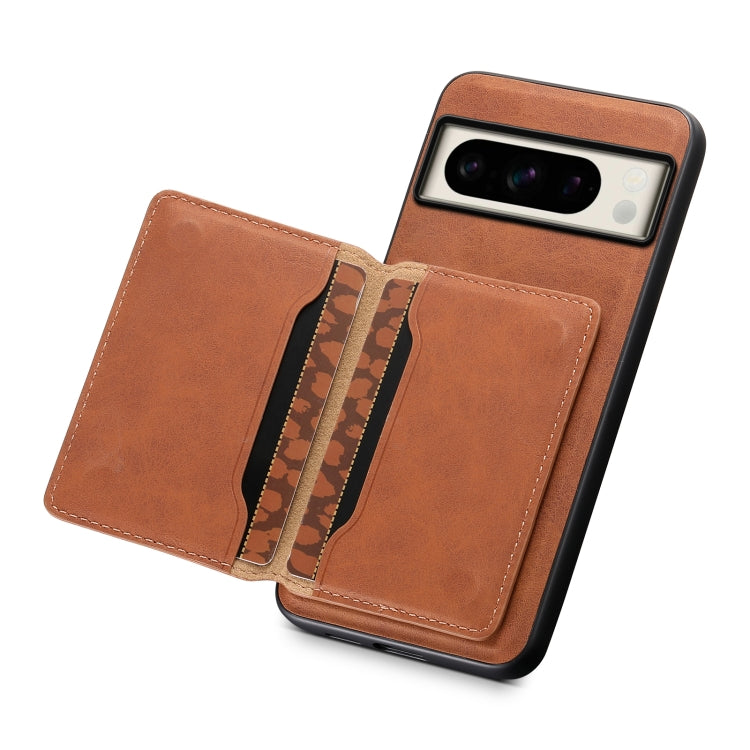 For Google Pixel 8 Pro Denior D13 Retro Texture Leather MagSafe Card Bag Phone Case(Brown) by Denior