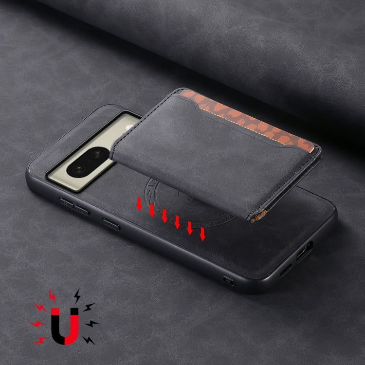 For Google Pixel 8 Denior D13 Retro Texture Leather MagSafe Card Bag Phone Case(Black) by Denior