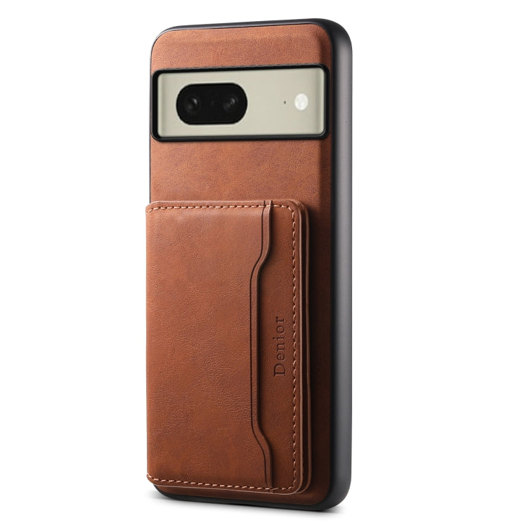 For Google Pixel 8 Denior D13 Retro Texture Leather MagSafe Card Bag Phone Case(Brown) by Denior