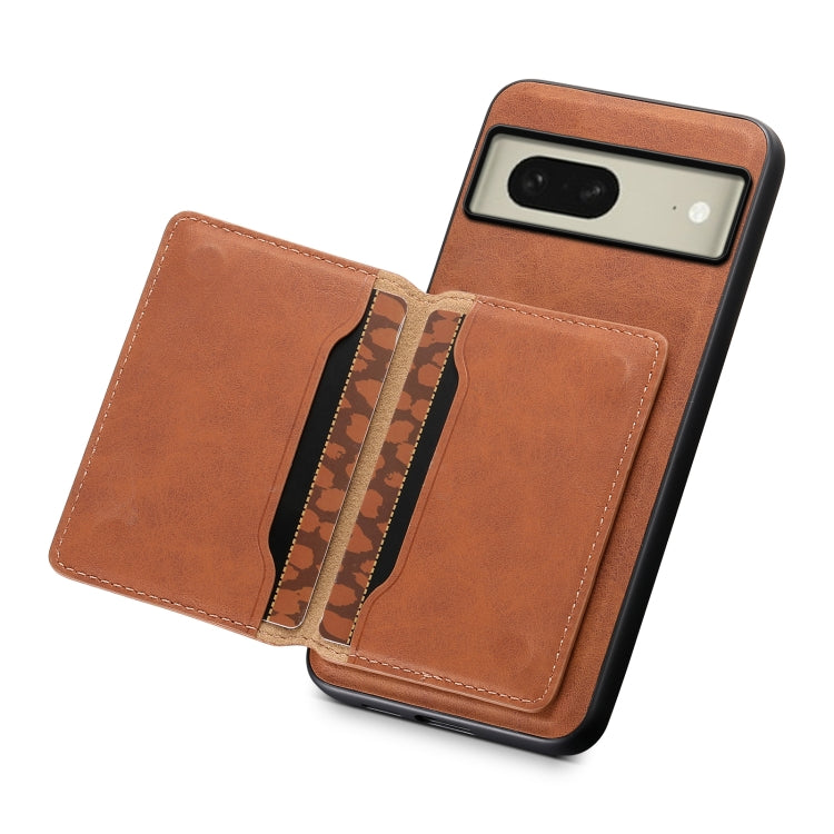 For Google Pixel 8 Denior D13 Retro Texture Leather MagSafe Card Bag Phone Case(Brown) by Denior